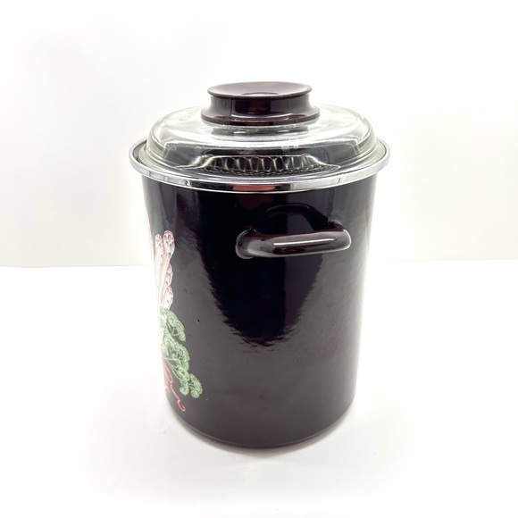 Vintage BEKA French Enamel Asparagus Steamer Brown 26cm Tall Retro Cookware - Picture 10 of 12